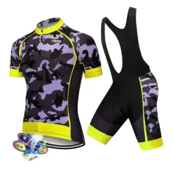 Men's Cycling Jersey with Bib Shorts Short Sleeve Mountain Bike MTB Road Bike Cycling Black White Red Patchwork Camo / Camouflage Bike Clothing Suit UV Resistant 3D Pad Breathable Quick Dry Back