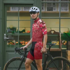 Men's Cycling Jersey with Shorts Geometric Short Sleeve Bike Clothing Suit with 3 Rear Pockets Mountain Bike MTB Road Bike Cycling Front Zipper Sweat wicking Comfortable Breathable Sports Black Red