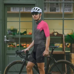 Men's Cycling Jersey with Shorts Geometric Short Sleeve Bike Clothing Suit with 3 Rear Pockets Mountain Bike MTB Road Bike Cycling Front Zipper Sweat wicking Comfortable Breathable Sports Black Red