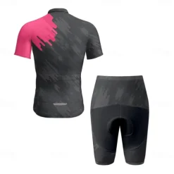 Men's Cycling Jersey with Shorts Geometric Short Sleeve Bike Clothing Suit with 3 Rear Pockets Mountain Bike MTB Road Bike Cycling Front Zipper Sweat wicking Comfortable Breathable Sports Black Red