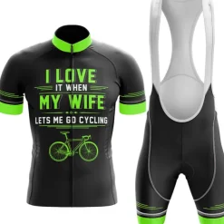 Men's Cycling Jersey with Bib Shorts Graphic Letter & Number Funny Short Sleeve Bike Clothing Suit with 3 Rear Pockets Mountain Bike MTB Road Bike Cycling 3D Pad Quick Dry Soft Back Pocket Sports