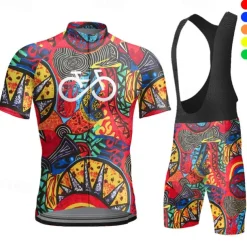 Men's Cycling Jersey with Bib Shorts Short Sleeve Mountain Bike MTB Road Bike Cycling Yellow Red Sky Blue Graphic Bike Clothing Suit 3D Pad Breathable Quick Dry Back Pocket Polyester Spandex Sports