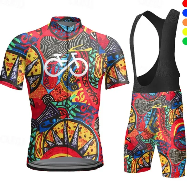 Men's Cycling Jersey with Bib Shorts Short Sleeve Mountain Bike MTB Road Bike Cycling Yellow Red Sky Blue Graphic Bike Clothing Suit 3D Pad Breathable Quick Dry Back Pocket Polyester Spandex Sports
