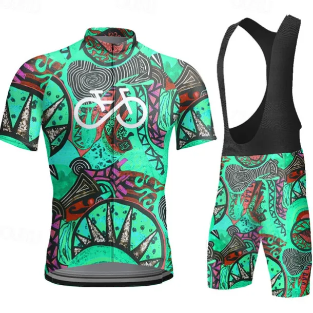 Men's Cycling Jersey with Bib Shorts Short Sleeve Mountain Bike MTB Road Bike Cycling Yellow Red Sky Blue Graphic Bike Clothing Suit 3D Pad Breathable Quick Dry Back Pocket Polyester Spandex Sports