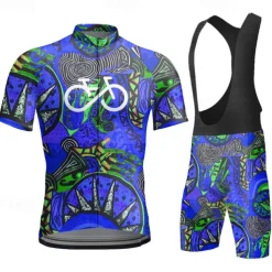 Men's Cycling Jersey with Bib Shorts Short Sleeve Mountain Bike MTB Road Bike Cycling Yellow Red Sky Blue Graphic Bike Clothing Suit 3D Pad Breathable Quick Dry Back Pocket Polyester Spandex Sports