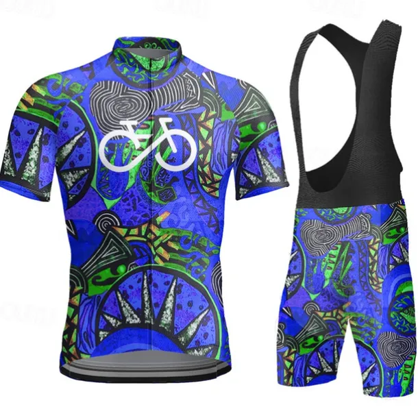 Men's Cycling Jersey with Bib Shorts Short Sleeve Mountain Bike MTB Road Bike Cycling Yellow Red Sky Blue Graphic Bike Clothing Suit 3D Pad Breathable Quick Dry Back Pocket Polyester Spandex Sports