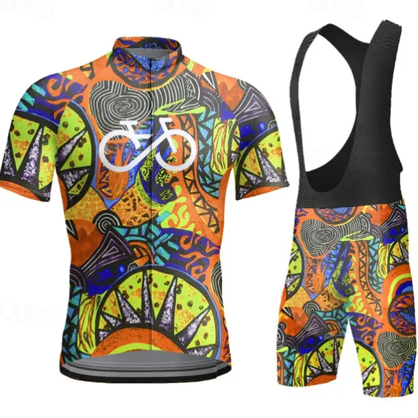 Men's Cycling Jersey with Bib Shorts Short Sleeve Mountain Bike MTB Road Bike Cycling Yellow Red Sky Blue Graphic Bike Clothing Suit 3D Pad Breathable Quick Dry Back Pocket Polyester Spandex Sports