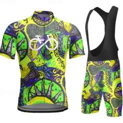 Men's Cycling Jersey with Bib Shorts Short Sleeve Mountain Bike MTB Road Bike Cycling Yellow Red Sky Blue Graphic Bike Clothing Suit 3D Pad Breathable Quick Dry Back Pocket Polyester Spandex Sports