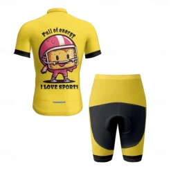 Men's Cycling Jersey with Shorts Cartoon Short Sleeve Bike Clothing Suit with 3 Rear Pockets Mountain Bike MTB Road Bike Cycling Front Zipper Sweat wicking Comfortable Breathable Sports White Yellow