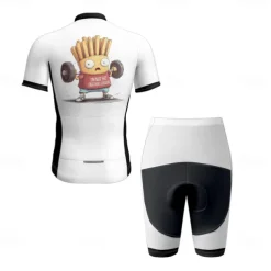 Men's Cycling Jersey with Shorts Cartoon Short Sleeve Bike Clothing Suit with 3 Rear Pockets Mountain Bike MTB Road Bike Cycling Front Zipper Sweat wicking Comfortable Breathable Sports White Yellow