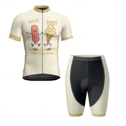 Men's Cycling Jersey with Shorts Cartoon Short Sleeve Bike Clothing Suit with 3 Rear Pockets Mountain Bike MTB Road Bike Cycling Front Zipper Sweat wicking Comfortable Breathable Sports White Yellow