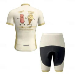 Men's Cycling Jersey with Shorts Cartoon Short Sleeve Bike Clothing Suit with 3 Rear Pockets Mountain Bike MTB Road Bike Cycling Front Zipper Sweat wicking Comfortable Breathable Sports White Yellow