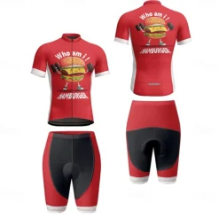 Men's Cycling Jersey with Shorts Cartoon Short Sleeve Bike Clothing Suit with 3 Rear Pockets Mountain Bike MTB Road Bike Cycling Front Zipper Sweat wicking Comfortable Breathable Sports White Yellow