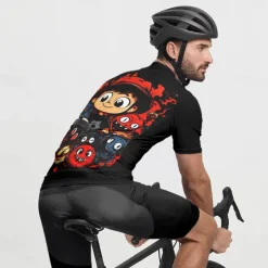 Men's Cycling Jersey with Shorts Cartoon Short Sleeve Bike Clothing Suit with 3 Rear Pockets Mountain Bike MTB Road Bike Cycling Front Zipper Sweat wicking Comfortable Breathable Sports Black Yellow