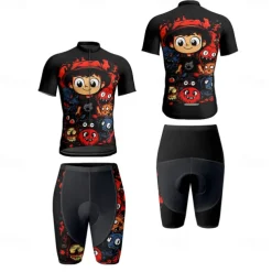 Men's Cycling Jersey with Shorts Cartoon Short Sleeve Bike Clothing Suit with 3 Rear Pockets Mountain Bike MTB Road Bike Cycling Front Zipper Sweat wicking Comfortable Breathable Sports Black Yellow