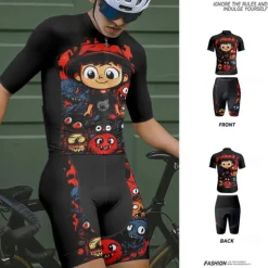 Men's Cycling Jersey with Shorts Cartoon Short Sleeve Bike Clothing Suit with 3 Rear Pockets Mountain Bike MTB Road Bike Cycling Front Zipper Sweat wicking Comfortable Breathable Sports Black Yellow