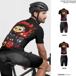 Men's Cycling Jersey with Shorts Cartoon Short Sleeve Bike Clothing Suit with 3 Rear Pockets Mountain Bike MTB Road Bike Cycling Front Zipper Sweat wicking Comfortable Breathable Sports Black Yellow