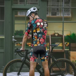 Men's Cycling Jersey with Shorts Cartoon Short Sleeve Bike Clothing Suit with 3 Rear Pockets Mountain Bike MTB Road Bike Cycling Front Zipper Sweat wicking Comfortable Breathable Sports Black Yellow