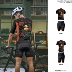 Men's Cycling Jersey with Shorts Cartoon Floral Botanical Short Sleeve Bike Clothing Suit with 3 Rear Pockets Mountain Bike MTB Road Bike Cycling Front Zipper Sweat wicking Comfortable Breathable