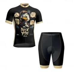 Men's Cycling Jersey with Shorts Cartoon Floral Botanical Short Sleeve Bike Clothing Suit with 3 Rear Pockets Mountain Bike MTB Road Bike Cycling Front Zipper Sweat wicking Comfortable Breathable