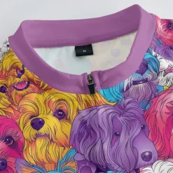 Men's Cycling Jersey with Shorts Dog Short Sleeve Bike Clothing Suit with 3 Rear Pockets Mountain Bike MTB Road Bike Cycling Front Zipper Sweat wicking Comfortable Breathable Sports Blue Purple