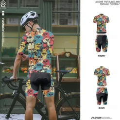 Men's Cycling Jersey with Shorts Dog Short Sleeve Bike Clothing Suit with 3 Rear Pockets Mountain Bike MTB Road Bike Cycling Front Zipper Sweat wicking Comfortable Breathable Sports Blue Purple