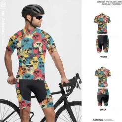 Men's Cycling Jersey with Shorts Dog Short Sleeve Bike Clothing Suit with 3 Rear Pockets Mountain Bike MTB Road Bike Cycling Front Zipper Sweat wicking Comfortable Breathable Sports Blue Purple