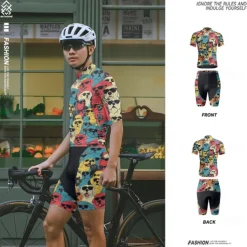 Men's Cycling Jersey with Shorts Dog Short Sleeve Bike Clothing Suit with 3 Rear Pockets Mountain Bike MTB Road Bike Cycling Front Zipper Sweat wicking Comfortable Breathable Sports Blue Purple