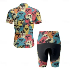 Men's Cycling Jersey with Shorts Dog Short Sleeve Bike Clothing Suit with 3 Rear Pockets Mountain Bike MTB Road Bike Cycling Front Zipper Sweat wicking Comfortable Breathable Sports Blue Purple