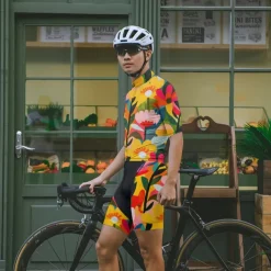 Men's Cycling Jersey with Shorts Floral Botanical Short Sleeve Bike Clothing Suit with 3 Rear Pockets Mountain Bike MTB Road Bike Cycling Front Zipper Sweat wicking Comfortable Breathable Sports