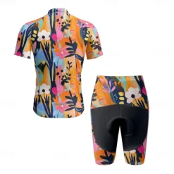 Men's Cycling Jersey with Shorts Floral Botanical Short Sleeve Bike Clothing Suit with 3 Rear Pockets Mountain Bike MTB Road Bike Cycling Front Zipper Sweat wicking Comfortable Breathable Sports