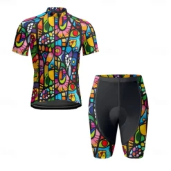 Men's Cycling Jersey with Shorts Floral Botanical Short Sleeve Bike Clothing Suit with 3 Rear Pockets Mountain Bike MTB Road Bike Cycling Front Zipper Sweat wicking Comfortable Breathable Sports