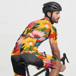 Men's Cycling Jersey with Shorts Floral Botanical Short Sleeve Bike Clothing Suit with 3 Rear Pockets Mountain Bike MTB Road Bike Cycling Front Zipper Sweat wicking Comfortable Breathable Sports