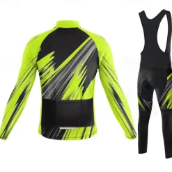 Men's Cycling Jersey with Bib Tights Long Sleeve Mountain Bike MTB Road Bike Cycling Winter Yellow Red Blue Graphic Bike Clothing Suit 3D Pad Breathable Quick Dry Back Pocket Polyester Spandex Sports