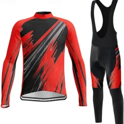 Men's Cycling Jersey with Bib Tights Long Sleeve Mountain Bike MTB Road Bike Cycling Winter Yellow Red Blue Graphic Bike Clothing Suit 3D Pad Breathable Quick Dry Back Pocket Polyester Spandex Sports