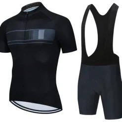 Men's Cycling Jersey with Bib Shorts Short Sleeve Mountain Bike MTB Road Bike Cycling Black Burgundy Blue Stripes Bike Clothing Suit 3D Pad Breathable Quick Dry Back Pocket Polyester Spandex Sports