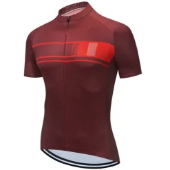 Men's Cycling Jersey with Bib Shorts Short Sleeve Mountain Bike MTB Road Bike Cycling Black Burgundy Blue Stripes Bike Clothing Suit 3D Pad Breathable Quick Dry Back Pocket Polyester Spandex Sports