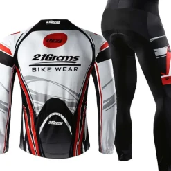 Men's Cycling Jersey with Tights Long Sleeve Mountain Bike MTB Road Bike Cycling Winter White Blue Sky Blue Bike Clothing Suit 3D Pad Breathable Quick Dry Back Pocket Polyester Spandex Sports