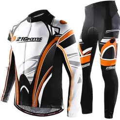 Men's Cycling Jersey with Tights Long Sleeve Mountain Bike MTB Road Bike Cycling Winter White Blue Sky Blue Bike Clothing Suit 3D Pad Breathable Quick Dry Back Pocket Polyester Spandex Sports