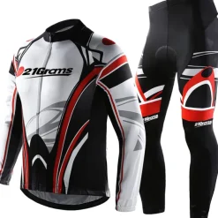 Men's Cycling Jersey with Tights Long Sleeve Mountain Bike MTB Road Bike Cycling Winter White Blue Sky Blue Bike Clothing Suit 3D Pad Breathable Quick Dry Back Pocket Polyester Spandex Sports