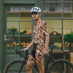 Men's Cycling Jersey with Shorts Dog Short Sleeve Bike Clothing Suit with 3 Rear Pockets Mountain Bike MTB Road Bike Cycling Front Zipper Sweat wicking Comfortable Breathable Sports Yellow Brown khaki