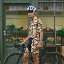 Men's Cycling Jersey with Shorts Dog Short Sleeve Bike Clothing Suit with 3 Rear Pockets Mountain Bike MTB Road Bike Cycling Front Zipper Sweat wicking Comfortable Breathable Sports Yellow Brown khaki