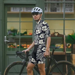 Men's Cycling Jersey with Shorts Floral Botanical Short Sleeve Bike Clothing Suit with 3 Rear Pockets Mountain Bike MTB Road Bike Cycling Front Zipper Sweat wicking Comfortable Breathable Sports