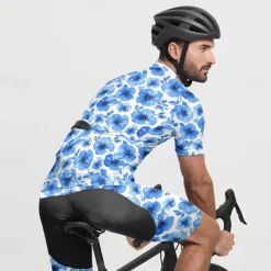 Men's Cycling Jersey with Shorts Floral Botanical Short Sleeve Bike Clothing Suit with 3 Rear Pockets Mountain Bike MTB Road Bike Cycling Front Zipper Sweat wicking Comfortable Breathable Sports