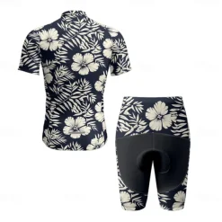 Men's Cycling Jersey with Shorts Floral Botanical Short Sleeve Bike Clothing Suit with 3 Rear Pockets Mountain Bike MTB Road Bike Cycling Front Zipper Sweat wicking Comfortable Breathable Sports