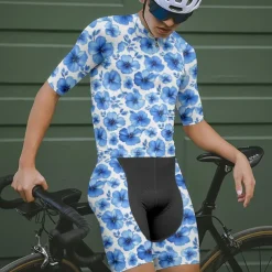Men's Cycling Jersey with Shorts Floral Botanical Short Sleeve Bike Clothing Suit with 3 Rear Pockets Mountain Bike MTB Road Bike Cycling Front Zipper Sweat wicking Comfortable Breathable Sports