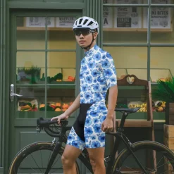 Men's Cycling Jersey with Shorts Floral Botanical Short Sleeve Bike Clothing Suit with 3 Rear Pockets Mountain Bike MTB Road Bike Cycling Front Zipper Sweat wicking Comfortable Breathable Sports