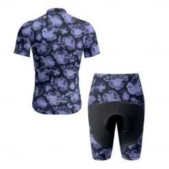 Men's Cycling Jersey with Shorts Floral Botanical Short Sleeve Bike Clothing Suit with 3 Rear Pockets Mountain Bike MTB Road Bike Cycling Front Zipper Sweat wicking Comfortable Breathable Sports
