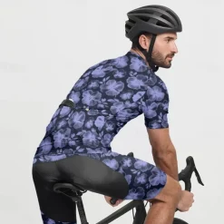 Men's Cycling Jersey with Shorts Floral Botanical Short Sleeve Bike Clothing Suit with 3 Rear Pockets Mountain Bike MTB Road Bike Cycling Front Zipper Sweat wicking Comfortable Breathable Sports