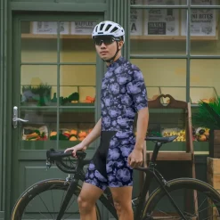 Men's Cycling Jersey with Shorts Floral Botanical Short Sleeve Bike Clothing Suit with 3 Rear Pockets Mountain Bike MTB Road Bike Cycling Front Zipper Sweat wicking Comfortable Breathable Sports